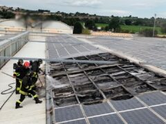 Incendio di pannelli fotovoltaici a Monsano